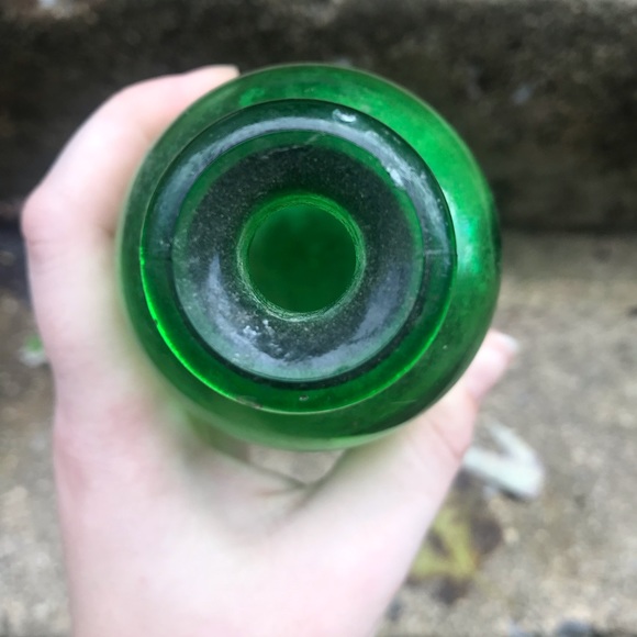 Antique 20s Green Glass Bottle - Picture 3 of 4